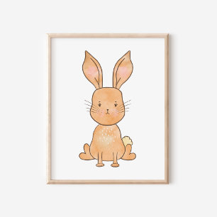 Affiche Cute Woodland Watercolor Rabbit Nursery Art