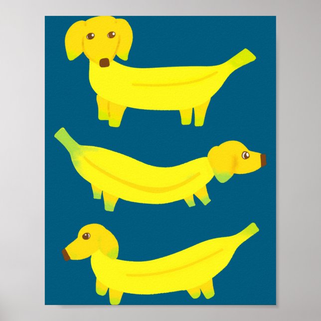 Affiche Cute Yellow Banana Dogs Graphic  (Devant)