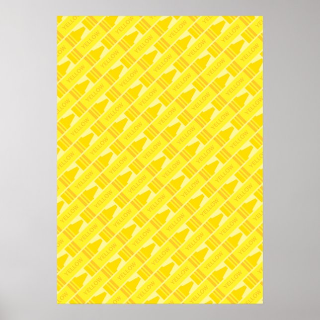 Affiche Cute Yellow Crayon Artsy Motif (Devant)