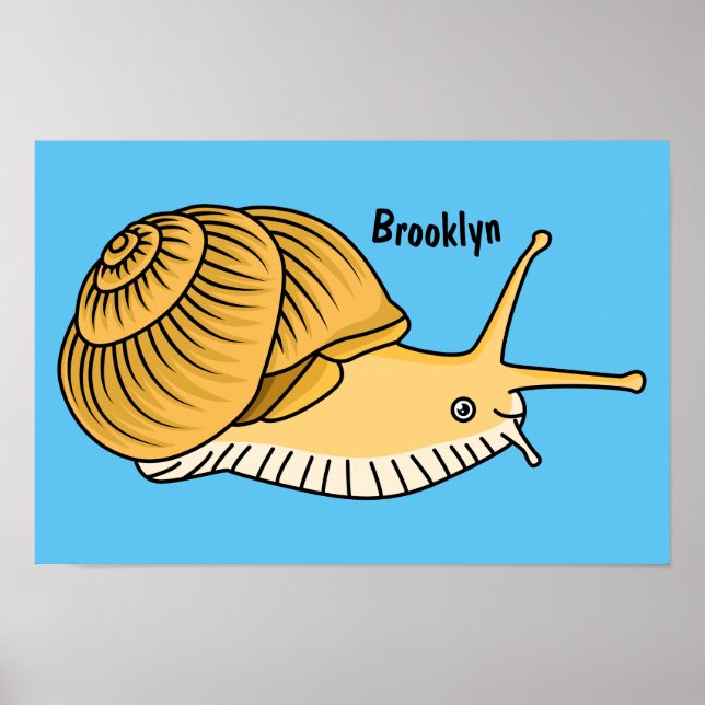 Affiche Cute yellow snail cartoon (Devant)