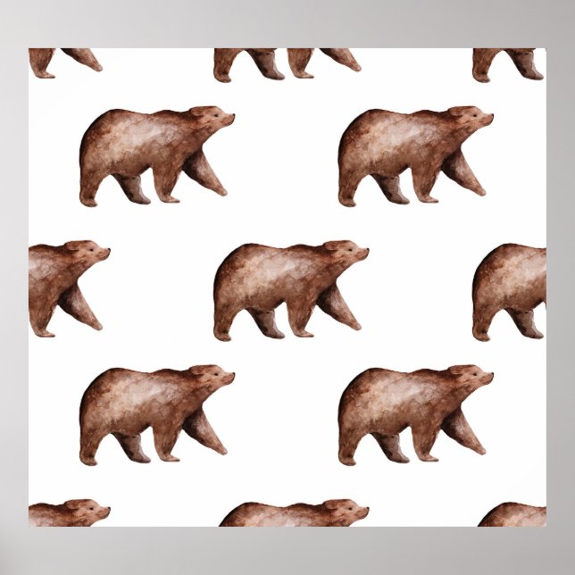 Affiche Cutesse de l'ours : Aquarelle Motif animal (Devant)