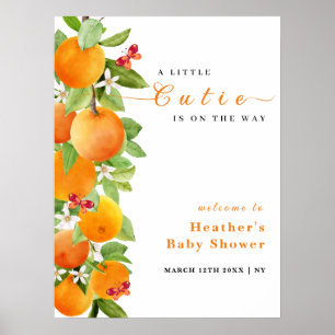 Affiche Cutie Citrus Orange Clementine Baby shower Bienven