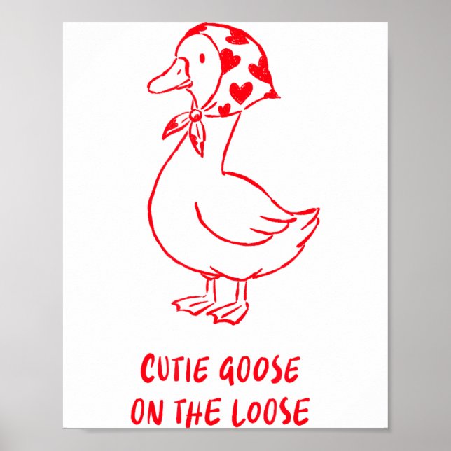 Affiche Cutie Goose Valentine Hearts Bandana Cute Barnyard (Devant)