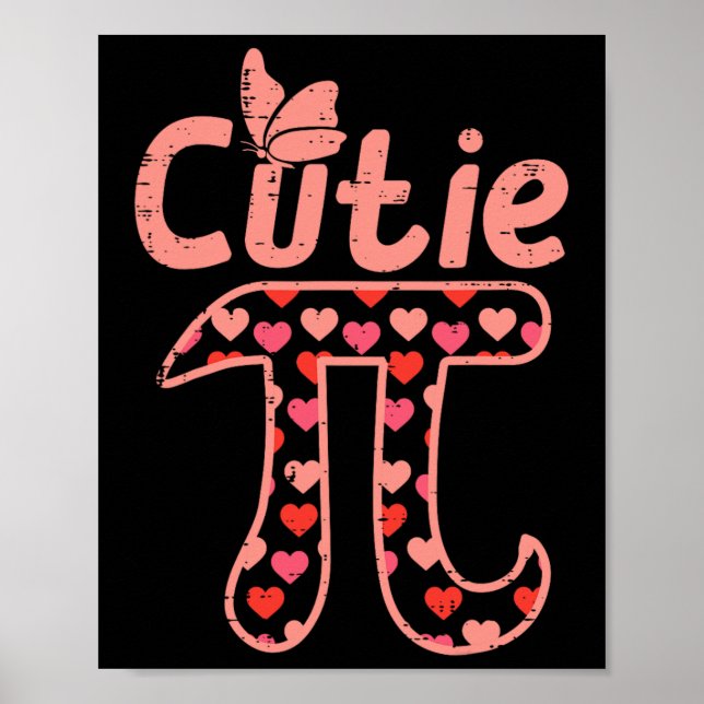 Affiche Cutie Pie Hearts Cute Pi Day Symbole Math Pun Geek (Devant)