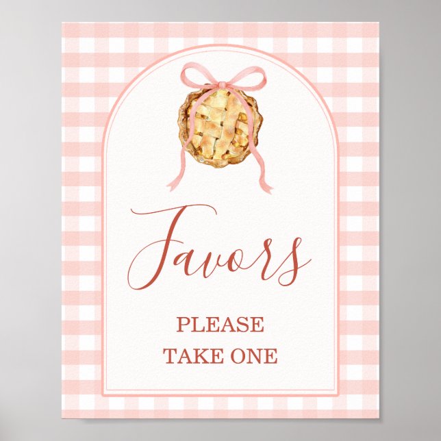 Affiche Cutie Pie Pastel Pink Gingham Baby Shower Favors (Devant)