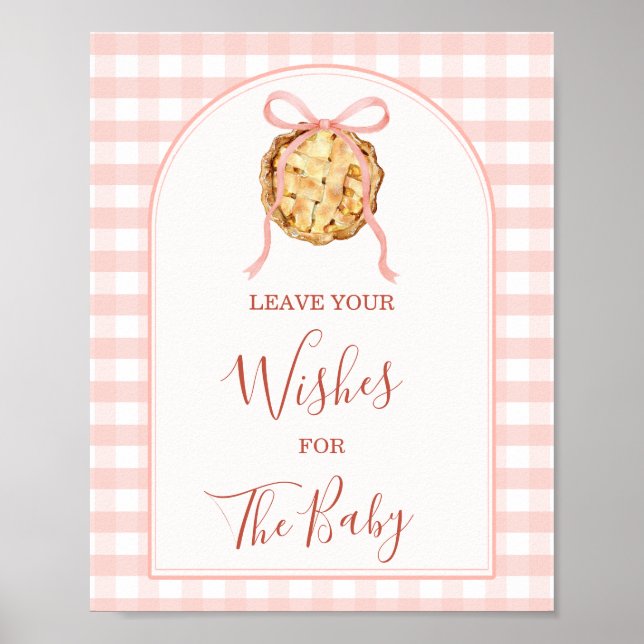 Affiche Cutie Pie Pastel Pink Gingham Leave Your Wishes (Devant)