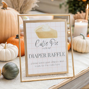 Affiche Cutie Pie Rose Chute Baby shower Déchets Raffle