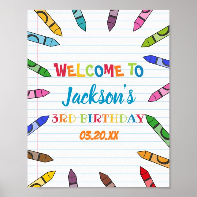 Affiche Cuties Crayon Art Papier Coloré Fête Anniversaire (Devant)