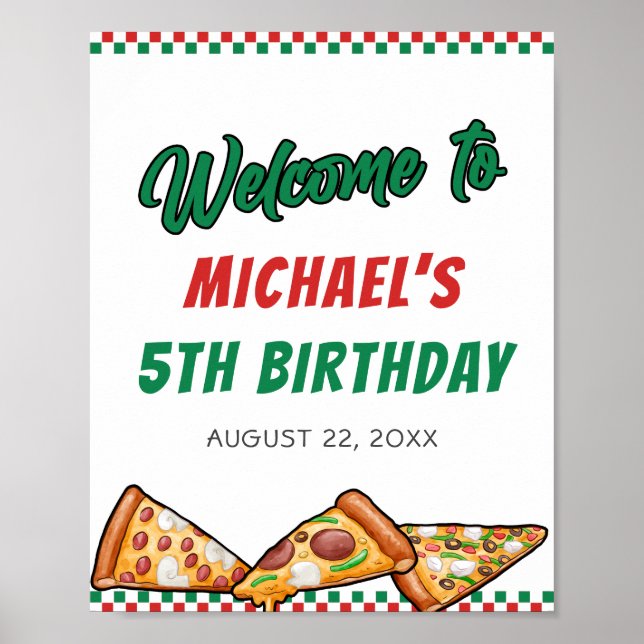 Affiche Cuties Pizza Party Red Green Caro 5e anniversaire (Devant)