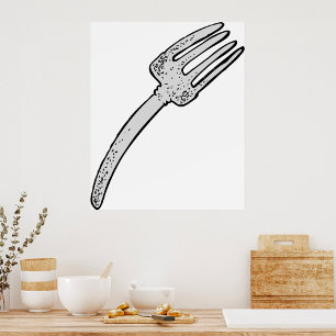 Affiche Cutlerie Rustique Vintage Fork Retro