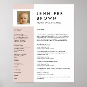 Affiche CV minimal avec photographie numérique