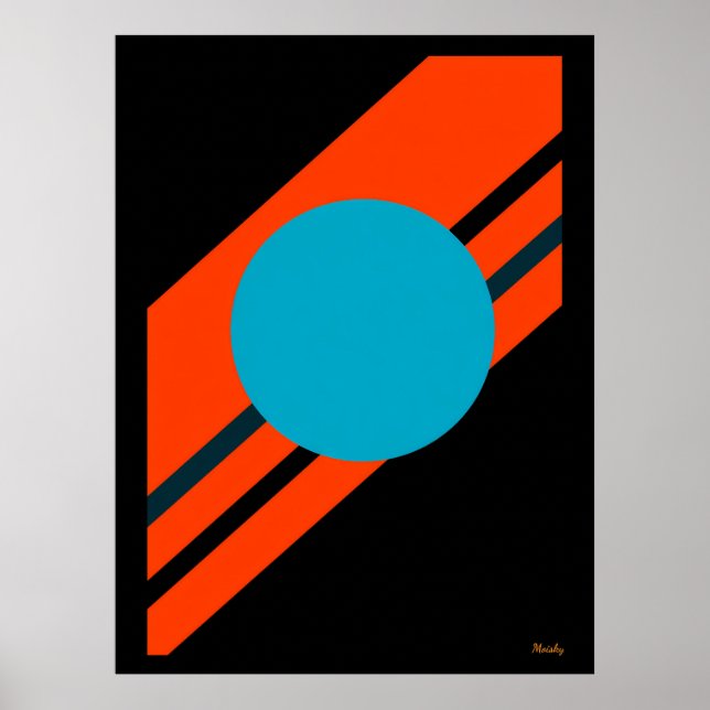 Affiche Cyan Circle avec Bauhaus Diagonal Orange (Devant)