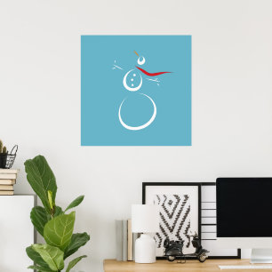 Affiche Cyan d'hiver Cute Snowman