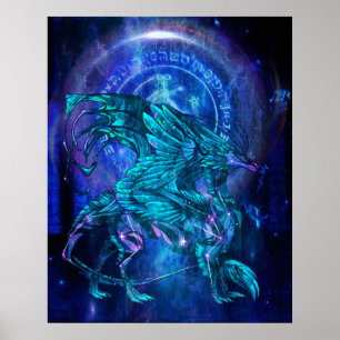 Affiche cyan dragon