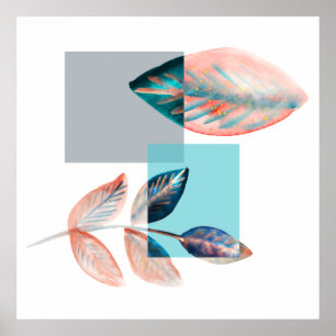 Affiche Cyan Red Leaf