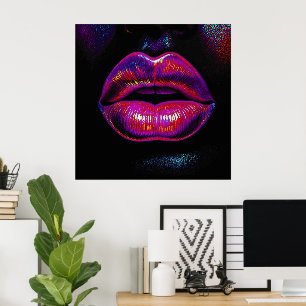 Affiche Cyber Lèvres Vénus - Portrait de lèvres colorées