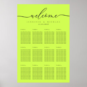 Affiche Cyber Lime Jet Black Bienvenue Mariage Table Assis