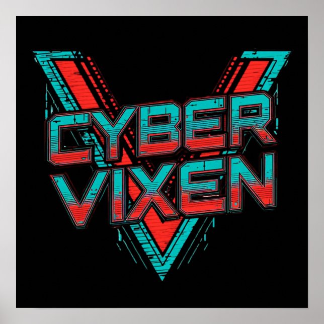 Affiche Cyber Vixen Gamer Girl Gaming Graphic | Video Game (Devant)