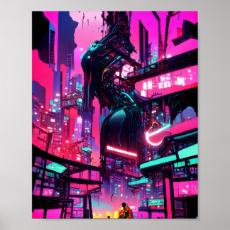 Affiche CyberCity coucher de soleil