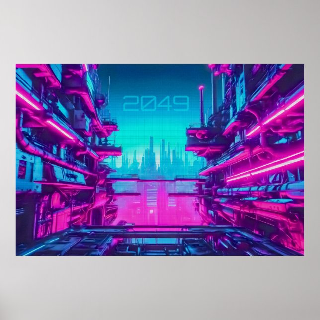 Affiche Cyberpunk 2049 Neon City Landscape Sci-Fi (Devant)