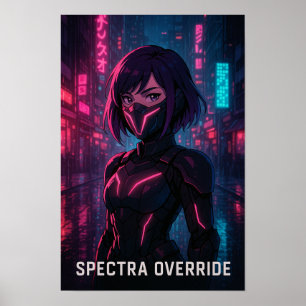 Affiche Cyberpunk Anime Girl - Futuristic Neon City