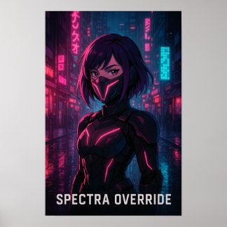 Affiche Cyberpunk Anime Girl - Futuristic Neon City