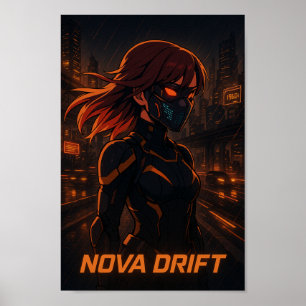 Affiche Cyberpunk Anime Girl - Neon City