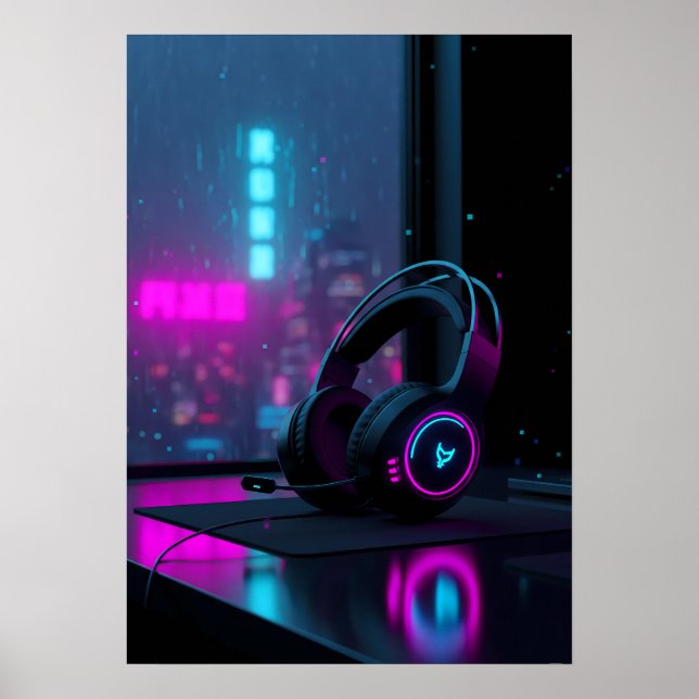 Affiche Cyberpunk Gaming Headset (Devant)