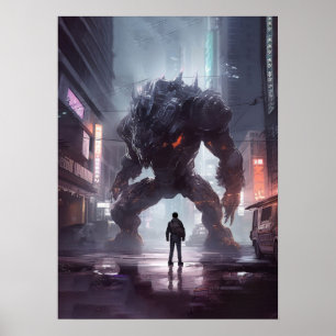 Affiche Cyberpunk - Guerrier, gym, entraînement, succès