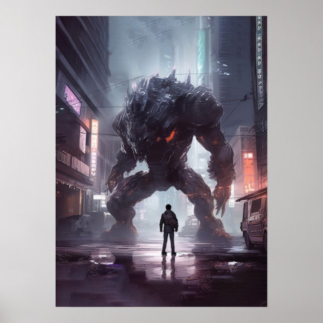 Affiche Cyberpunk - Guerrier, gym, entraînement, succès (Devant)