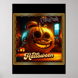 AFFICHE CYBERPUNK HALLOWEEN CITROUILLE