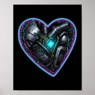 Affiche Cyberpunk Heart Saint-Valentin Pouls