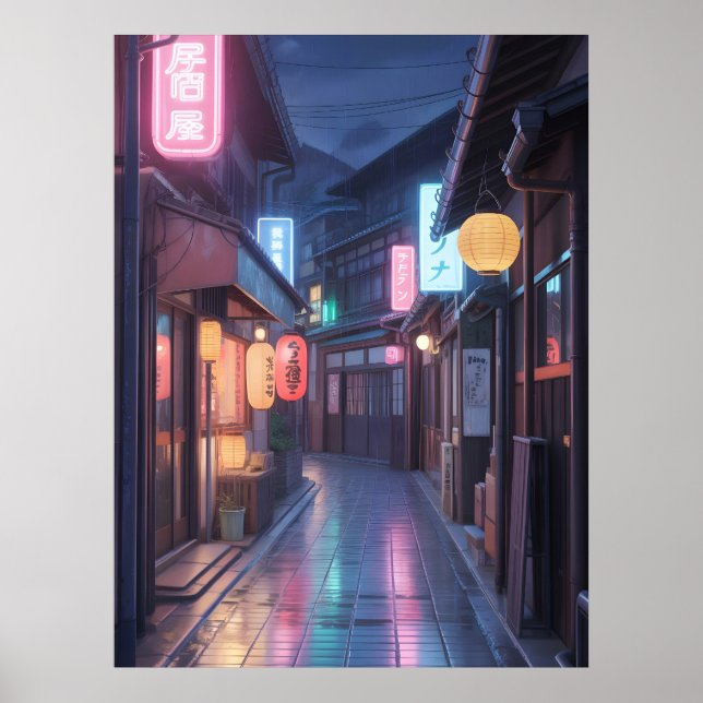 Affiche Cyberpunk Japan Street Neon Cityscape Anime modern (Devant)