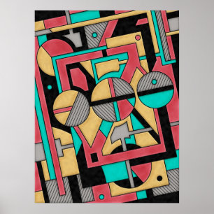 Affiche Cyberpunk moderne Motif Abstrait géométrique