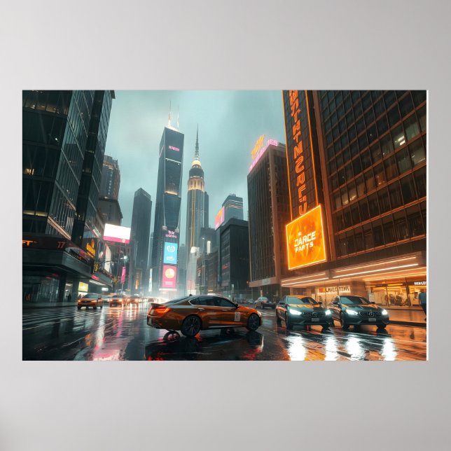 Affiche Cyberpunk Skyscrapper City Cars (Devant)