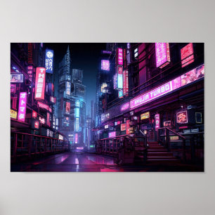 Affiche Cyberpunk Tokyo Night Street