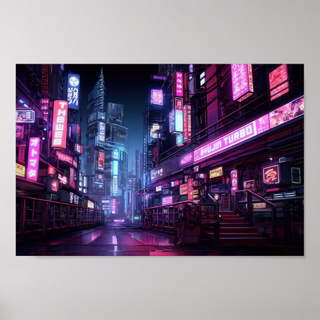 Affiche Cyberpunk Tokyo Night Street (Devant)