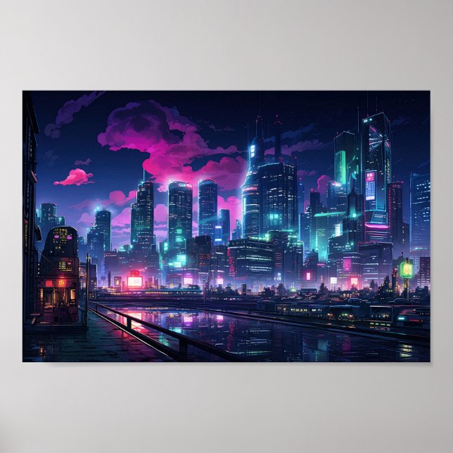 Affiche Cyberpunk Tokyo Riverfront (Devant)