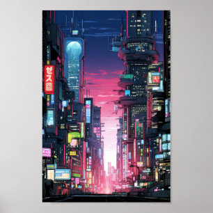 Affiche Cyberpunk Tokyo Street Neon