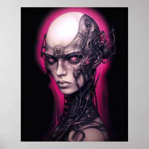 Affiche Cyborg Cool Ado Pink Neon