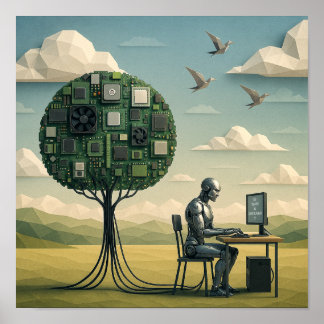 Affiche Cyborg Under Tree of Circuitry