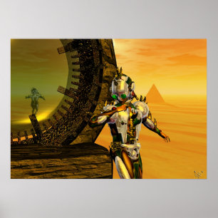 Affiche CYBORGE TITAN DANS LE DÉSERT D'HYPERION Science-fi