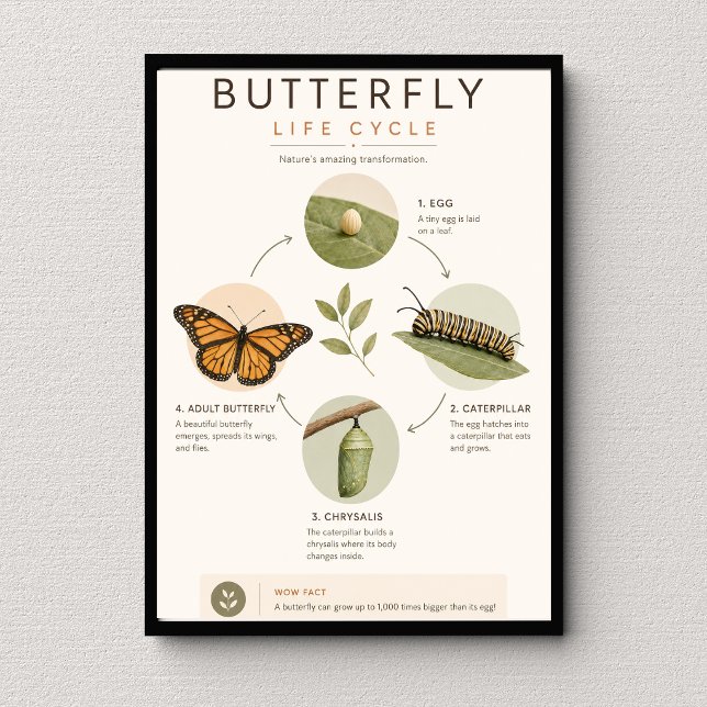 Affiche Cycle de vie du papillon Éducation scientifique (Créateur téléchargé)