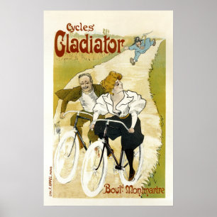 Affiche Cycles Gladiator Amusant Vintage publicité françai