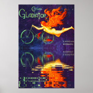 Affiche Cycles Gladiator Réflexion dans le Temps Cyclisme