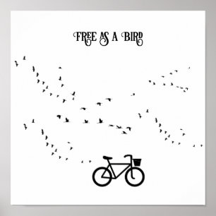Affiche Cycling Life, gratuit comme un oiseau personnalisa