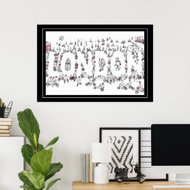 Affiche Cyclisme à vélo autour de Londres Line Art  (Bureau à domicile)