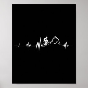 Affiche Cyclisme Heartbeat Course Vélo de montagne Vélo