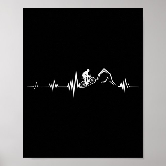 Affiche Cyclisme Heartbeat Course Vélo de montagne Vélo (Devant)