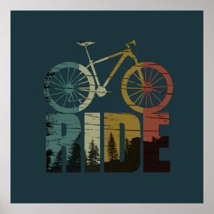 Affiche cyclisme sur montagne vintage